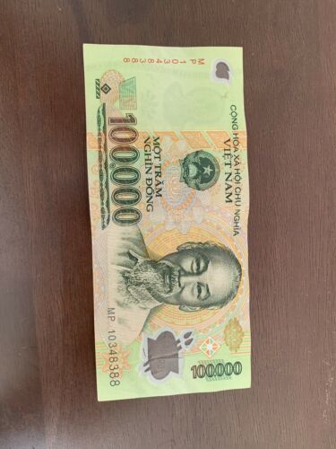 100,000 Vietnamese Dong, Vnd. 100000 Single Vietnam Circulated Vnd Banknote. Y