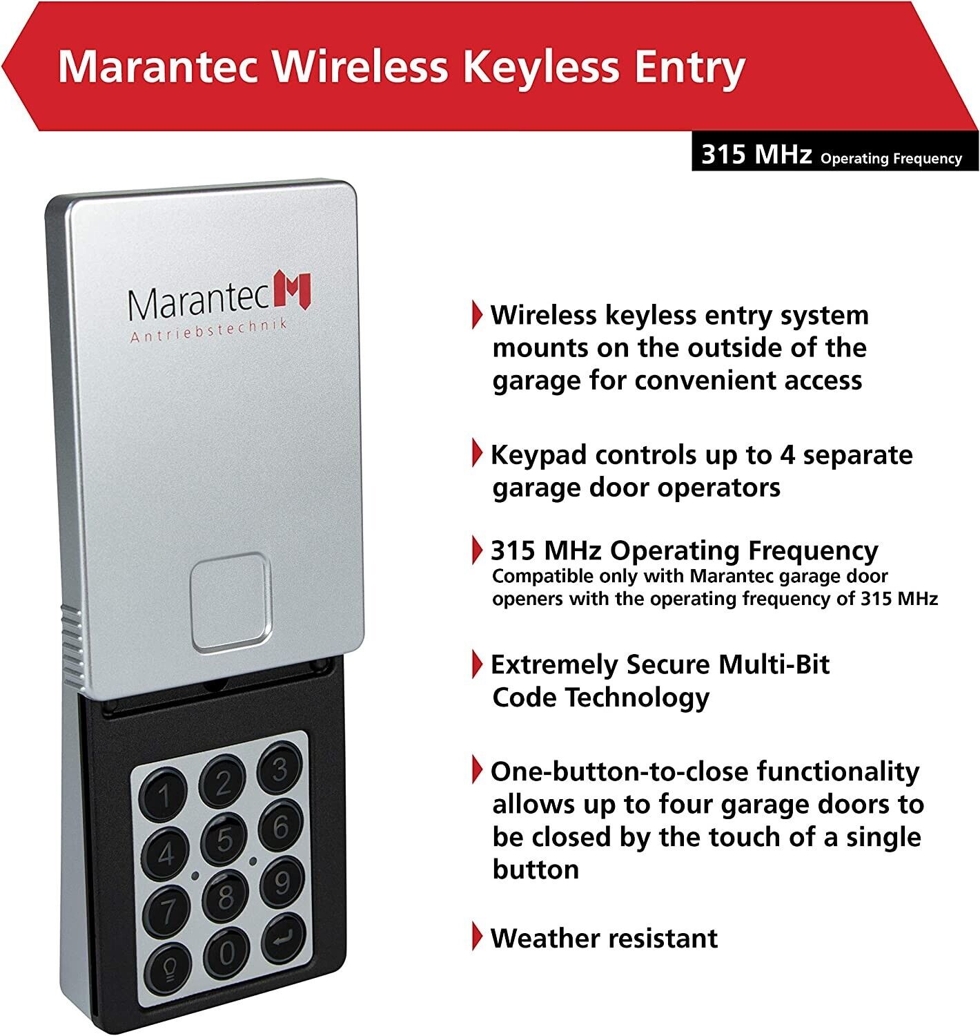 Marantec M13-631 Wireless Keypad  Marantec 315mhz Openers 104053 M3-631 New