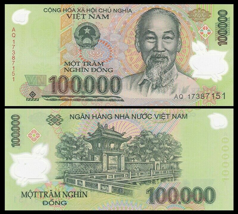Vietnam 100000 100,000 Dong P-122 Banknote Polyme Unc