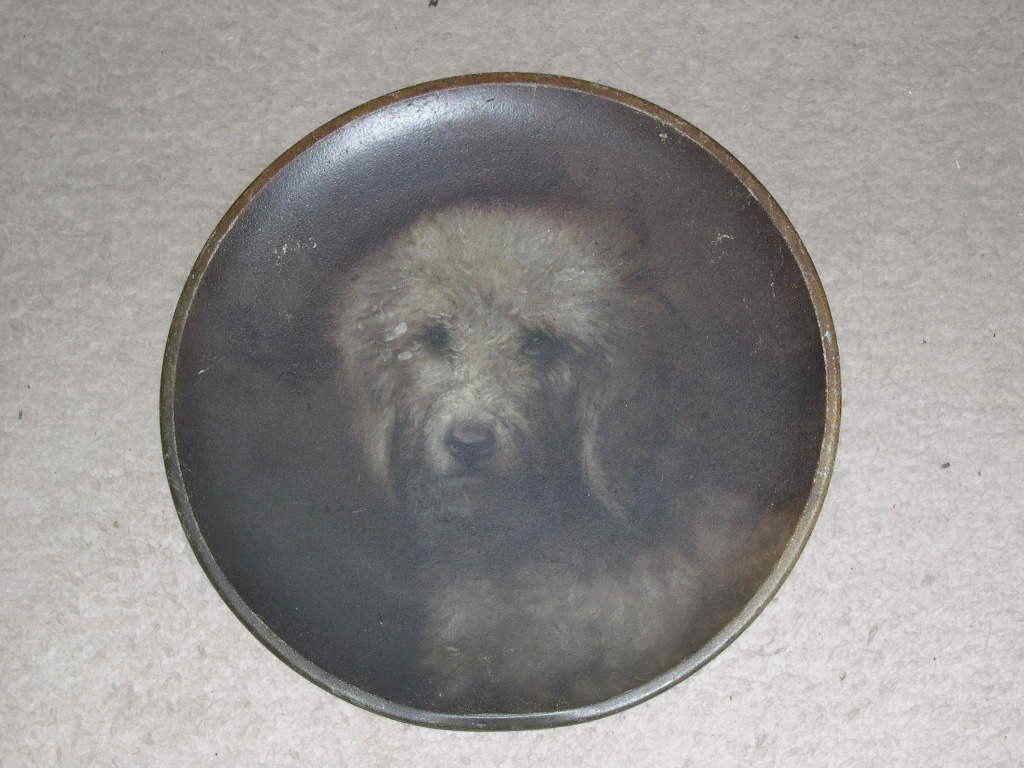 Rare Antique Bedlington Terrier Dog Oil Painting 1905